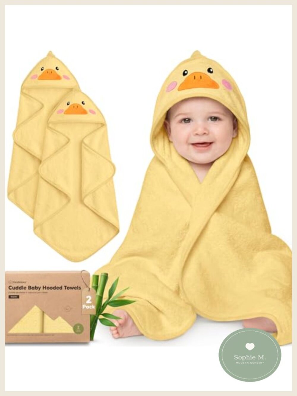 Hooded Baby Bath Towels 2-Pack Viscose Derived from Bamboo 35x35